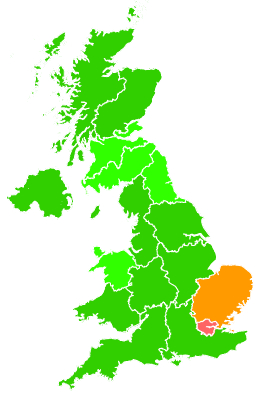 Click on a region for air pollution levels for 15/11/1996