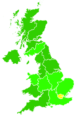 Click on a region for air pollution levels for 15/11/1997