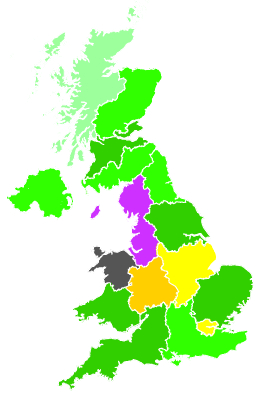 Click on a region for air pollution levels for 15/11/2001
