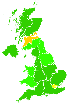 Click on a region for air pollution levels for 15/11/2007