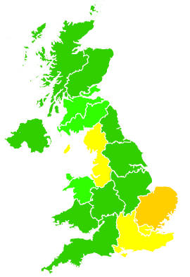 Click on a region for air pollution levels for 15/11/2012