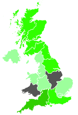 Click on a region for air pollution levels for 15/12/1987