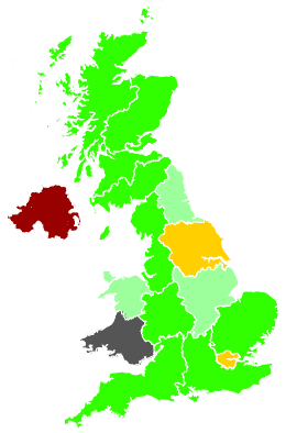 Click on a region for air pollution levels for 15/12/1991