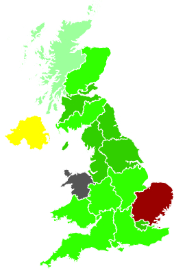 Click on a region for air pollution levels for 15/12/2001