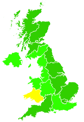 Click on a region for air pollution levels for 15/12/2015