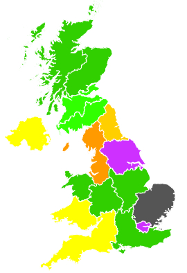 Click on a region for air pollution levels for 16/01/1996