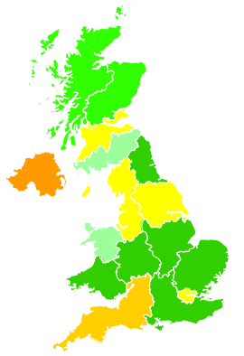Click on a region for air pollution levels for 16/01/2001