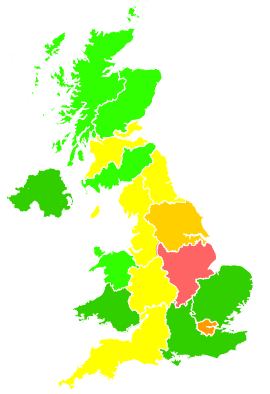 Click on a region for air pollution levels for 16/01/2012