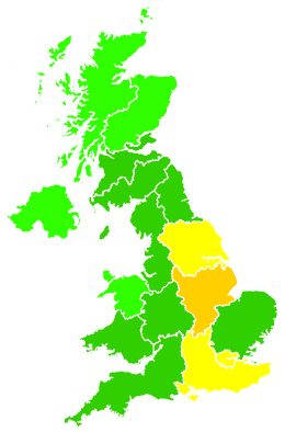 Click on a region for air pollution levels for 16/01/2013