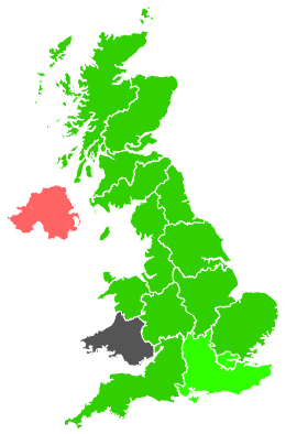 Click on a region for air pollution levels for 16/02/1991