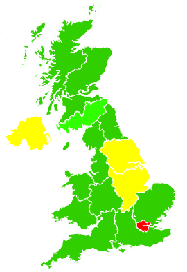 Click on a region for air pollution levels for 16/02/2001