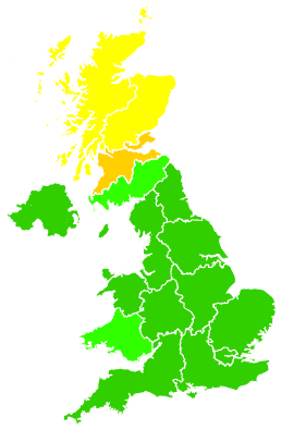 Click on a region for air pollution levels for 16/02/2005