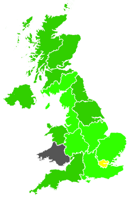 Click on a region for air pollution levels for 16/03/1992