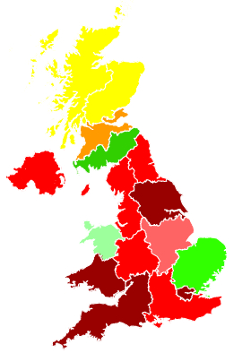 Click on a region for air pollution levels for 16/03/1996