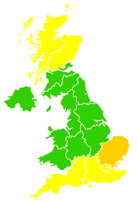 Click on a region for air pollution levels for 16/03/2005