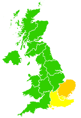 Click on a region for air pollution levels for 16/03/2009