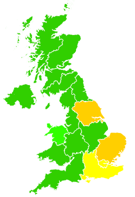 Click on a region for air pollution levels for 16/03/2015