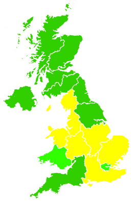 Click on a region for air pollution levels for 16/04/1994