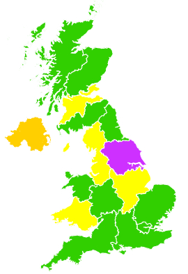 Click on a region for air pollution levels for 16/04/1997
