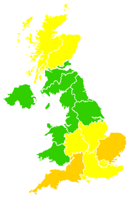Click on a region for air pollution levels for 16/04/2004