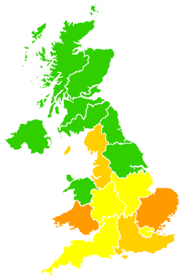 Click on a region for air pollution levels for 16/04/2007