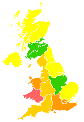 Click on a region for air pollution levels for 16/04/2019