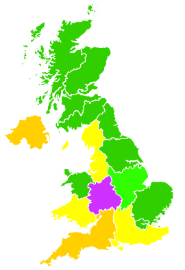 Click on a region for air pollution levels for 16/05/1992