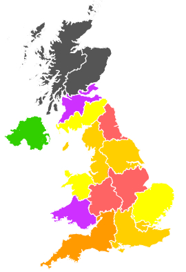 Click on a region for air pollution levels for 16/05/1998