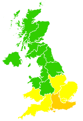 Click on a region for air pollution levels for 16/05/1999
