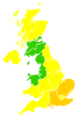 Click on a region for air pollution levels for 16/05/2000
