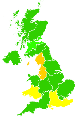 Click on a region for air pollution levels for 16/05/2001