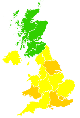 Click on a region for air pollution levels for 16/05/2002