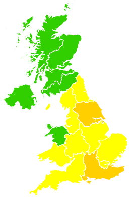Click on a region for air pollution levels for 16/05/2004