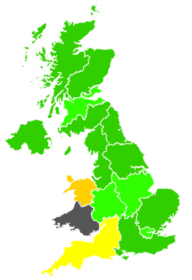 Click on a region for air pollution levels for 16/06/1988