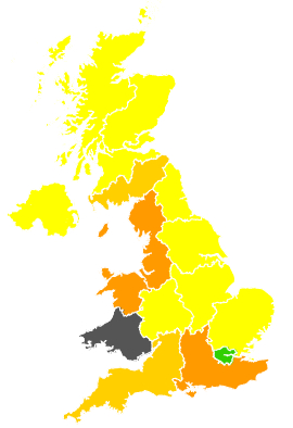 Click on a region for air pollution levels for 16/06/1990