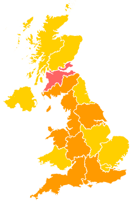 Click on a region for air pollution levels for 16/06/1996