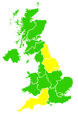 Click on a region for air pollution levels for 16/06/1998