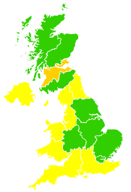 Click on a region for air pollution levels for 16/06/2000