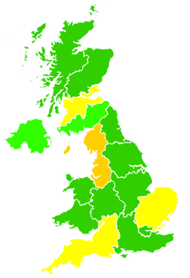Click on a region for air pollution levels for 16/06/2010