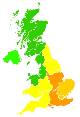 Click on a region for air pollution levels for 16/06/2022