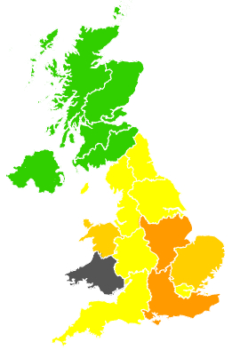 Click on a region for air pollution levels for 16/07/1990