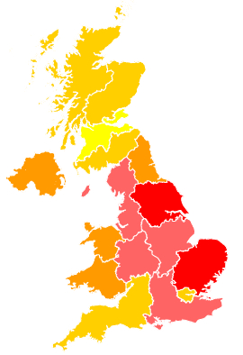 Click on a region for air pollution levels for 16/07/2003