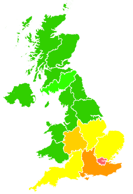 Click on a region for air pollution levels for 16/07/2013