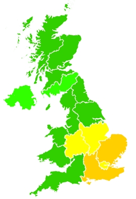 Click on a region for air pollution levels for 16/07/2018