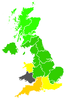 Click on a region for air pollution levels for 16/08/1988