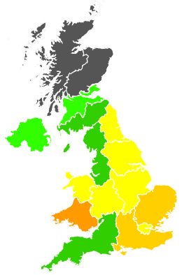 Click on a region for air pollution levels for 16/08/1994