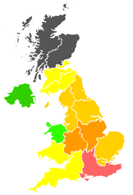 Click on a region for air pollution levels for 16/08/1997