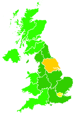 Click on a region for air pollution levels for 16/08/2001