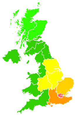 Click on a region for air pollution levels for 16/08/2002
