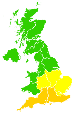 Click on a region for air pollution levels for 16/08/2006